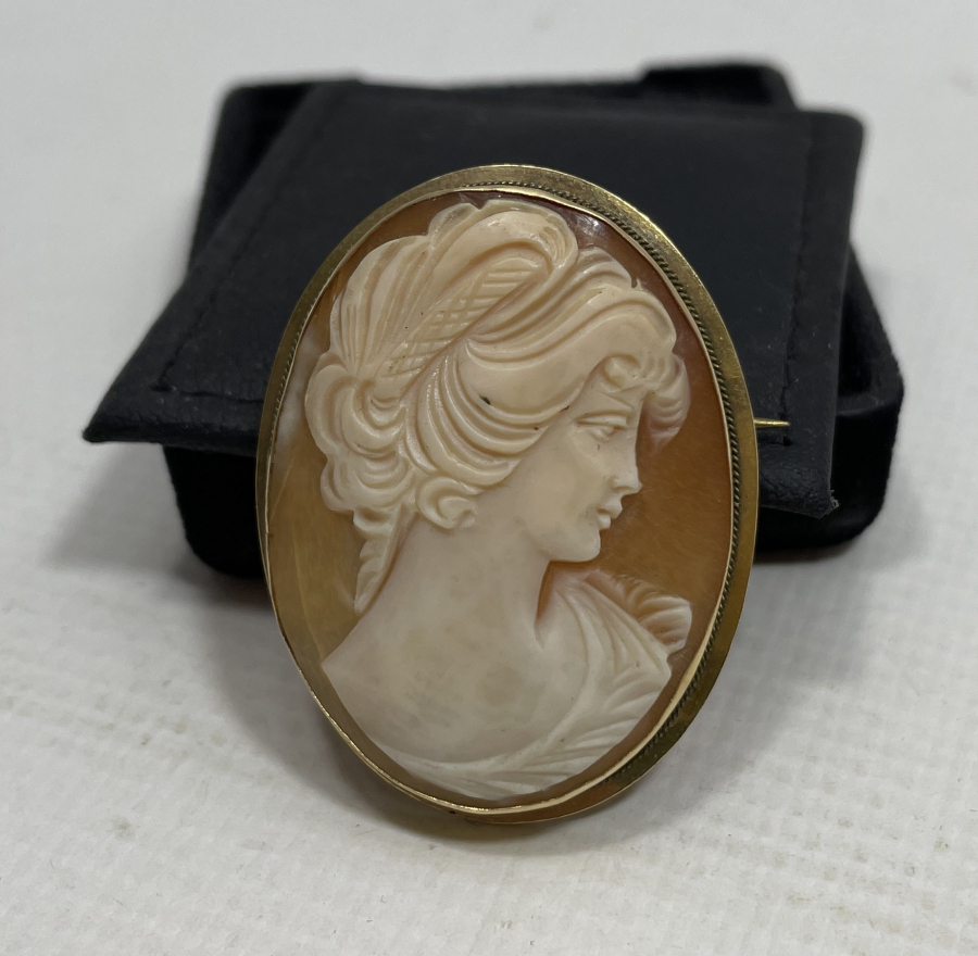 18 AYAR ALTIN KAMEO KOLYE - BROŞ