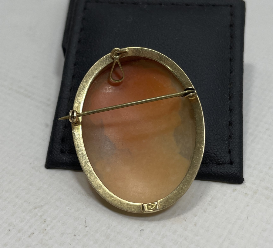 18 AYAR ALTIN KAMEO KOLYE - BROŞ