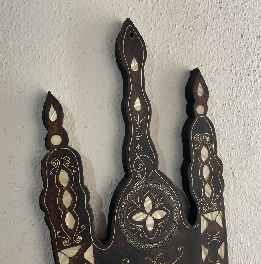 AHŞAP ÜZERİ SEDEF ÇAKMA İŞÇİLİKLİ ANTİKA KAVUKLUK - LAMBALIK