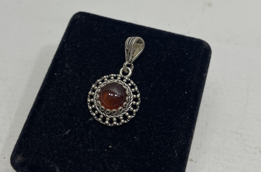 AKİK TAŞLI GÜMÜŞ KOLYE UCU