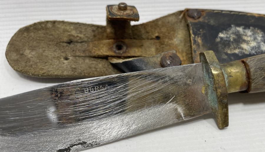 BURSA İŞİ ORJİNAL KININDAN BOYNUZ SAPLI AVCI BIÇAĞI