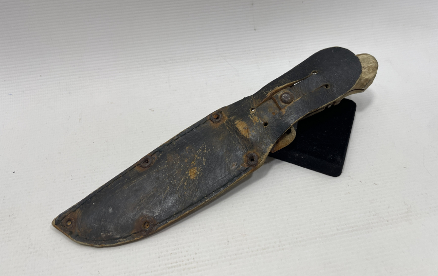 BURSA İŞİ ORJİNAL KININDAN BOYNUZ SAPLI AVCI BIÇAĞI