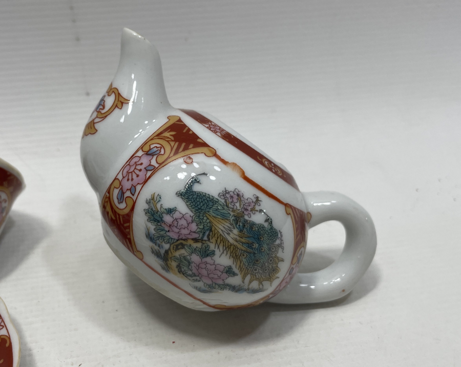 EL BOYAMA ESKİ ÇİN MİNYATÜR YEŞİL ÇAY TAKIMI