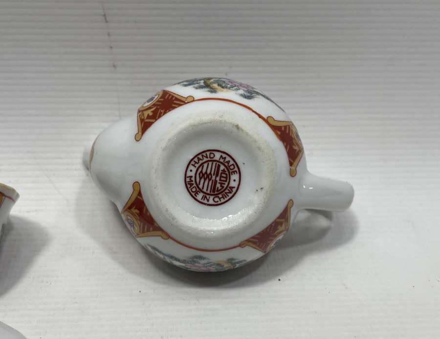 EL BOYAMA ESKİ ÇİN MİNYATÜR YEŞİL ÇAY TAKIMI