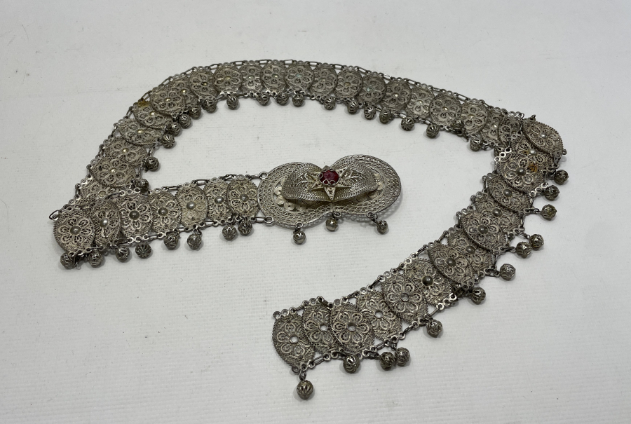 GÜMÜŞ KAPLAMA ANTİKA GELİN KEMERİ