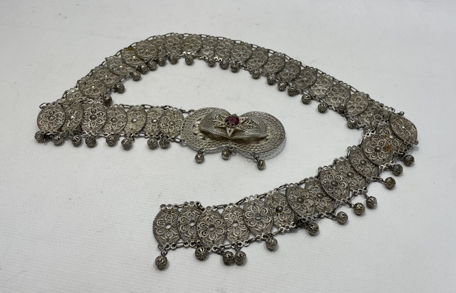 GÜMÜŞ KAPLAMA ANTİKA GELİN KEMERİ