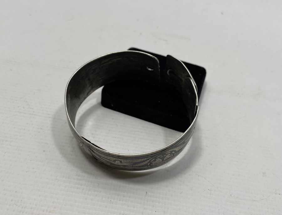 OSMANLI DÖNEMİ ÜZERİ YAZILI SAVATLI GÜMÜŞ BİLEZİK