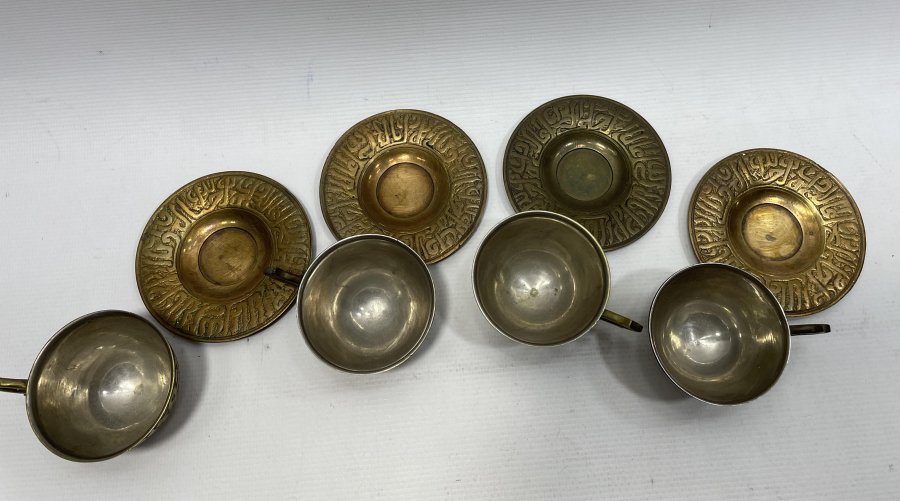 ÜZERLERİ AYETLERLE DEKORLU ANTİKA KAHVE FİNCANI TAKIMI