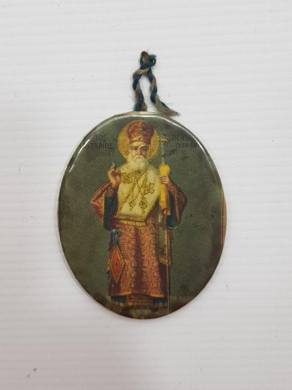 OSMANLI DÖNEMİ AZİZ NEKTARİOS TEMALI TENEKE İKONA