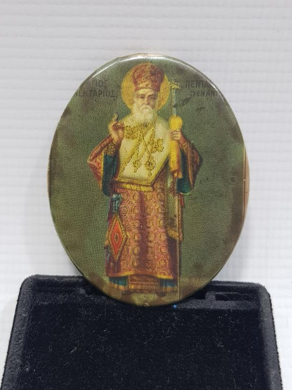 OSMANLI DÖNEMİ AZİZ NEKTARİOS TEMALI TENEKE İKONA