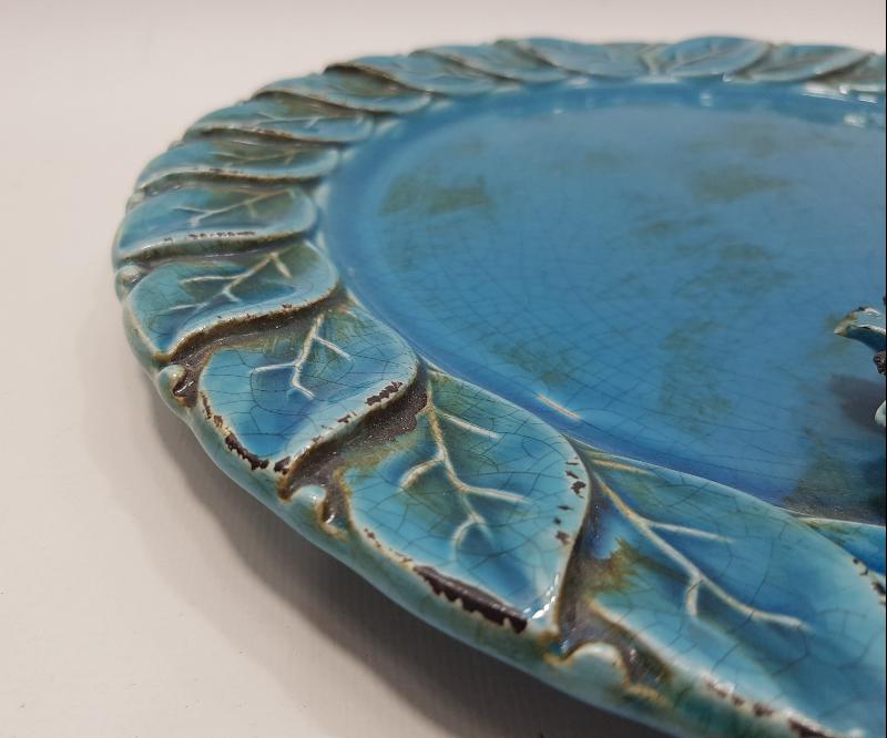 SANATÇI İŞİ ANTİKA SERAMİK KAHVE TEPSİSİ