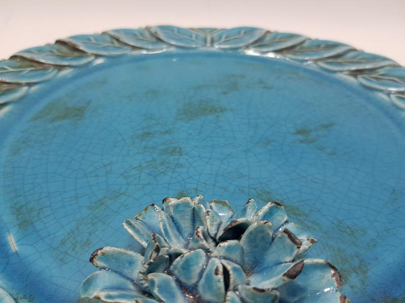 SANATÇI İŞİ ANTİKA SERAMİK KAHVE TEPSİSİ