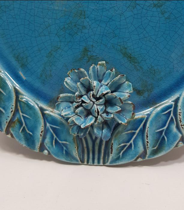 SANATÇI İŞİ ANTİKA SERAMİK KAHVE TEPSİSİ