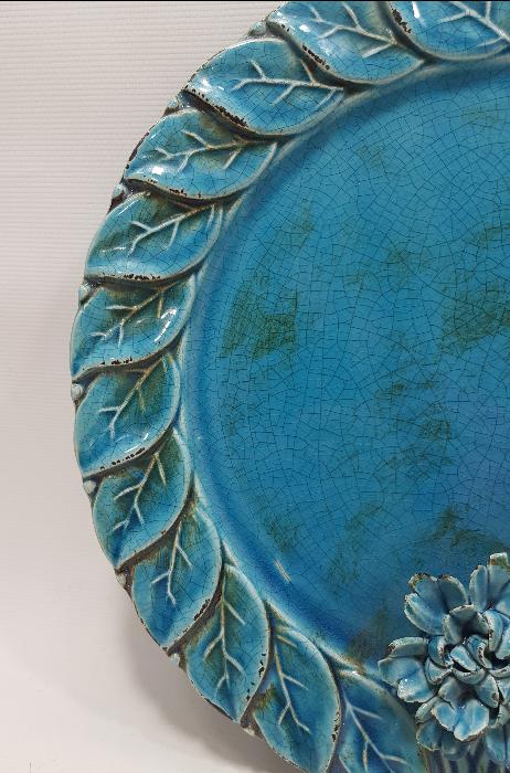 SANATÇI İŞİ ANTİKA SERAMİK KAHVE TEPSİSİ