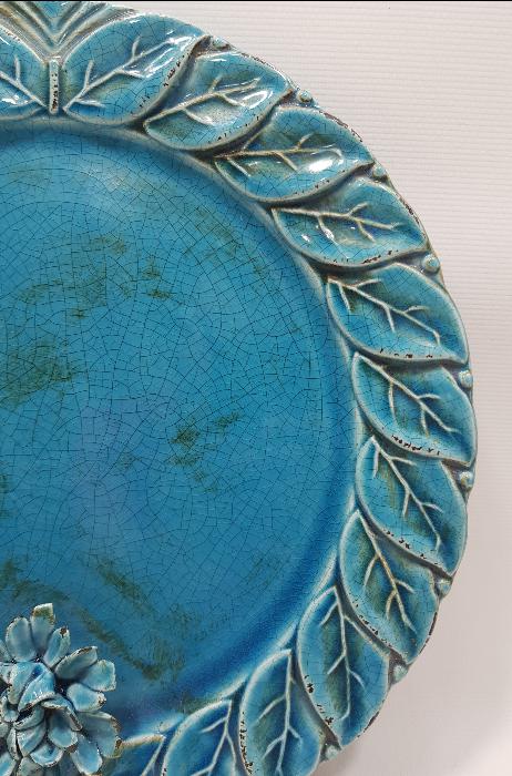 SANATÇI İŞİ ANTİKA SERAMİK KAHVE TEPSİSİ