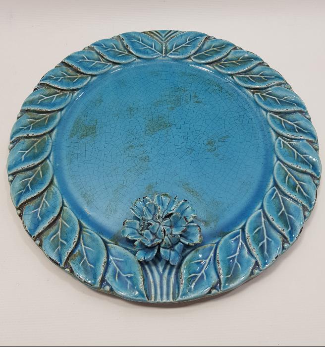 SANATÇI İŞİ ANTİKA SERAMİK KAHVE TEPSİSİ