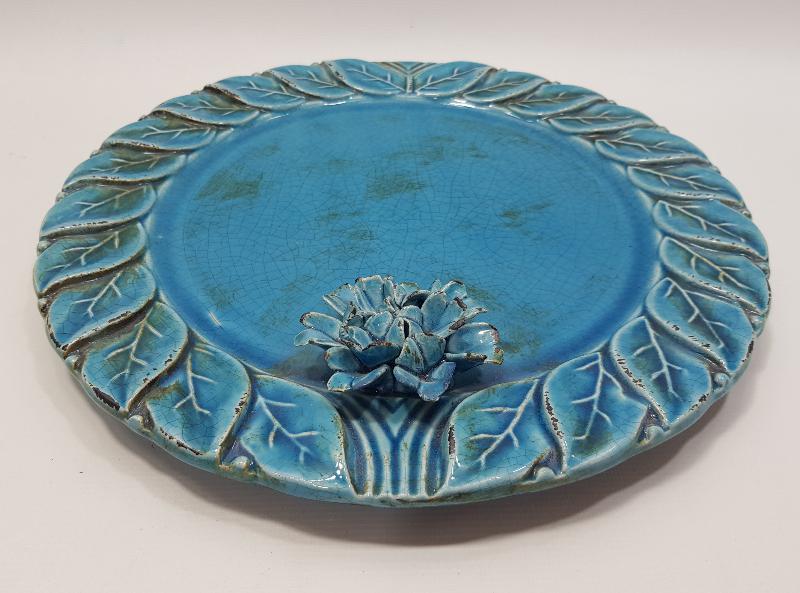 SANATÇI İŞİ ANTİKA SERAMİK KAHVE TEPSİSİ