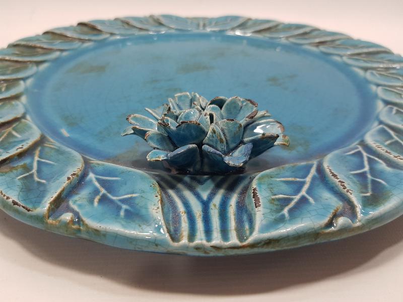 SANATÇI İŞİ ANTİKA SERAMİK KAHVE TEPSİSİ