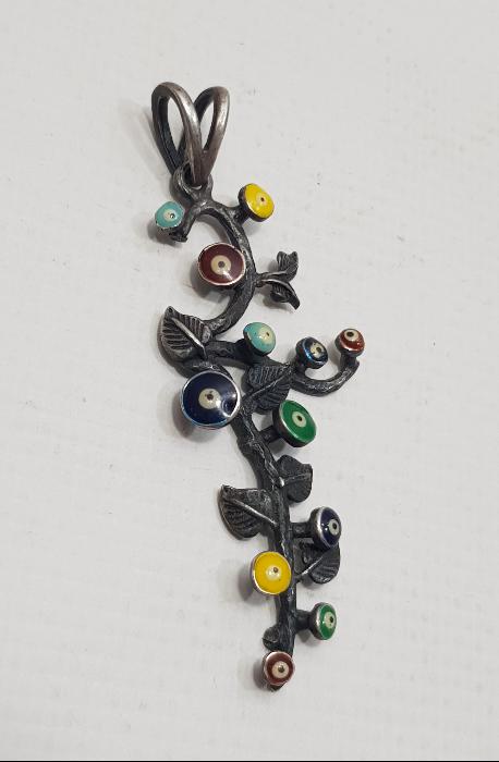 ÖZEL YAPIM NAZAR BONCUKLU GÜMÜŞ KOLYE UCU