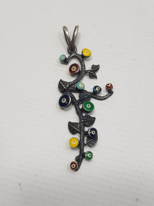 ÖZEL YAPIM NAZAR BONCUKLU GÜMÜŞ KOLYE UCU