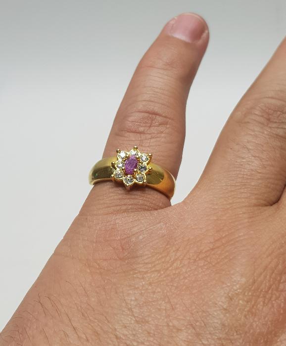 ANTİKA YAKUT TAŞLI ALTIN KAPLAMA YÜZÜK