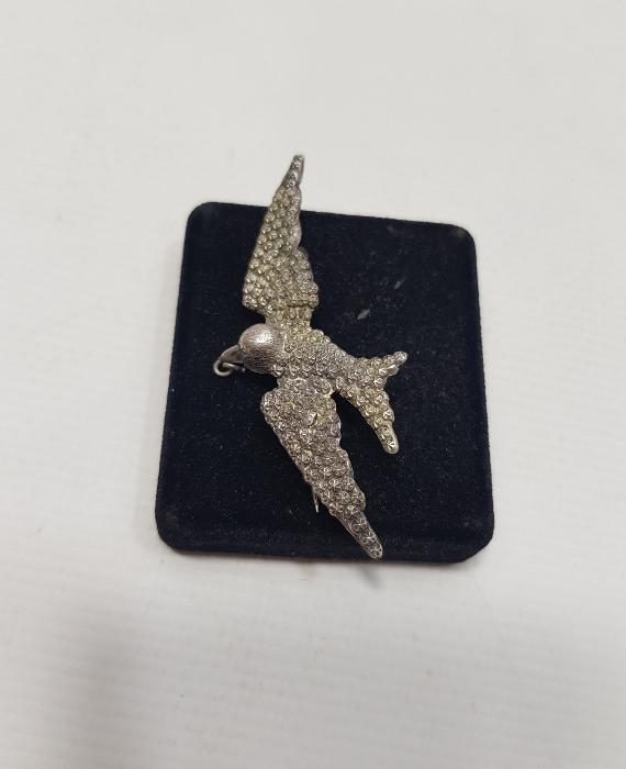 ANTİKA KIRLAGIÇ FORMLU GÜMÜŞ BROŞ