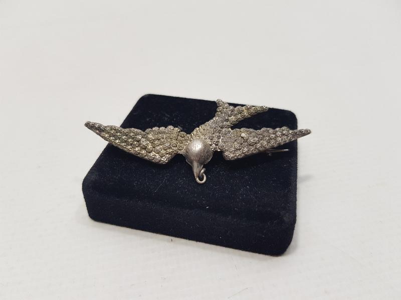 ANTİKA KIRLAGIÇ FORMLU GÜMÜŞ BROŞ