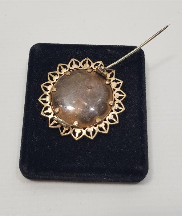 ART NOUVEAU ALTIN KAPLAMA RESİMLİK BROŞ