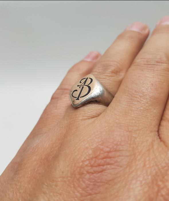 B İNİSİYALLİ ANTİKA GÜMÜŞ YÜZÜK