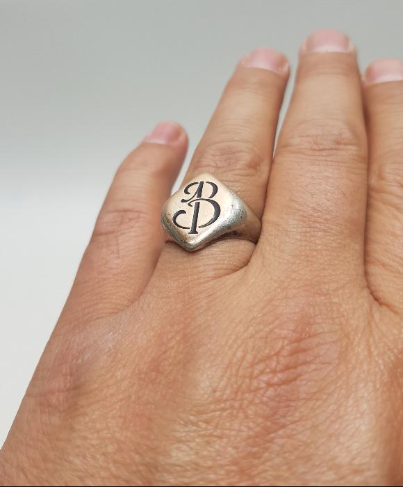 B İNİSİYALLİ ANTİKA GÜMÜŞ YÜZÜK