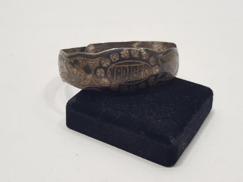 CUMHURİYET İLK DÖNEM YADİGAR YAZILI SAVATLI GÜMÜŞ BİLEZİK