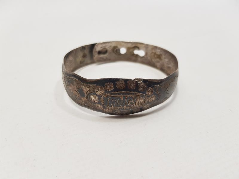 CUMHURİYET İLK DÖNEM YADİGAR YAZILI SAVATLI GÜMÜŞ BİLEZİK