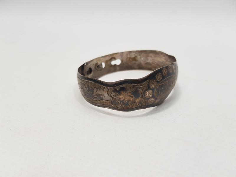 CUMHURİYET İLK DÖNEM YADİGAR YAZILI SAVATLI GÜMÜŞ BİLEZİK