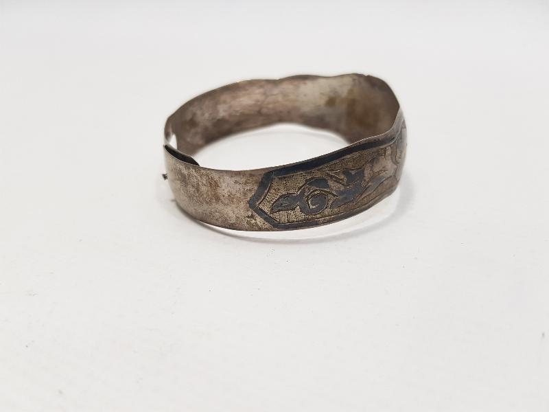 CUMHURİYET İLK DÖNEM YADİGAR YAZILI SAVATLI GÜMÜŞ BİLEZİK