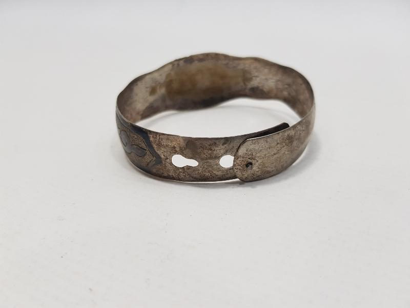 CUMHURİYET İLK DÖNEM YADİGAR YAZILI SAVATLI GÜMÜŞ BİLEZİK