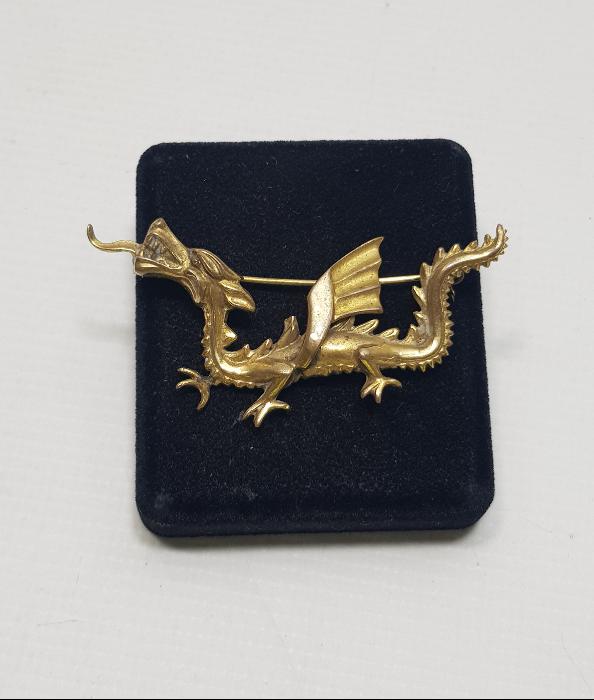 EJDERHA FORMLU ALTIN KAPLAMA BROŞ 