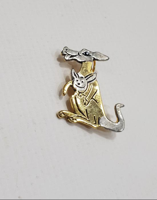 KANGURU FORMLU ALTIN KAPLAMA BROŞ 