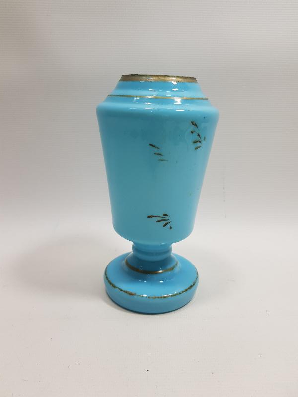 OSMANLI DÖNEMİ MAVİ RENKLİ OPAL VAZO 