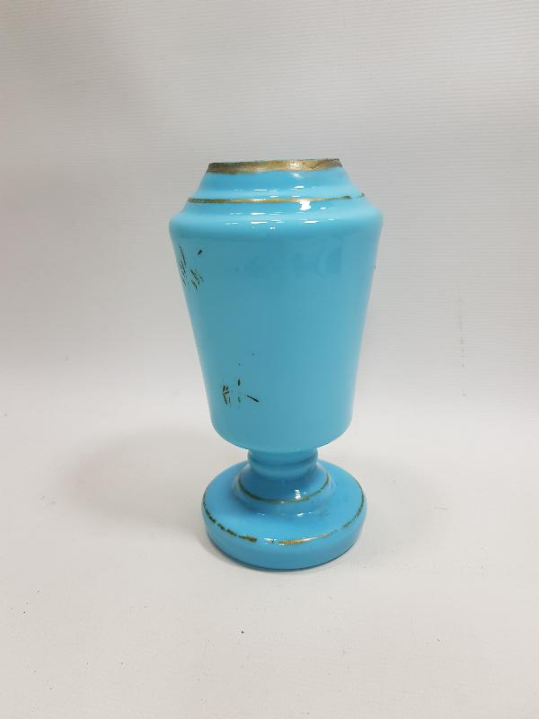 OSMANLI DÖNEMİ MAVİ RENKLİ OPAL VAZO 