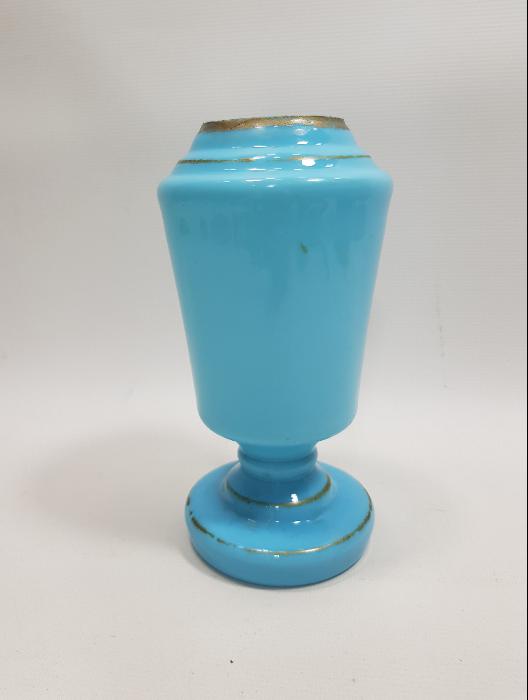 OSMANLI DÖNEMİ MAVİ RENKLİ OPAL VAZO 