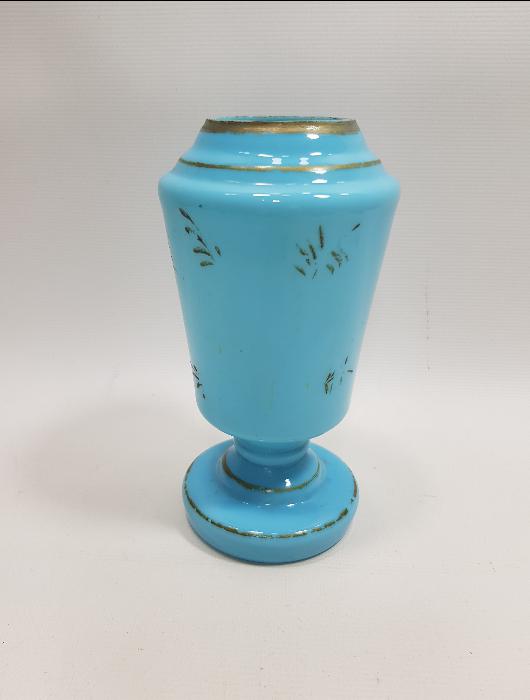 OSMANLI DÖNEMİ MAVİ RENKLİ OPAL VAZO 