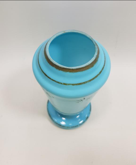 OSMANLI DÖNEMİ MAVİ RENKLİ OPAL VAZO 