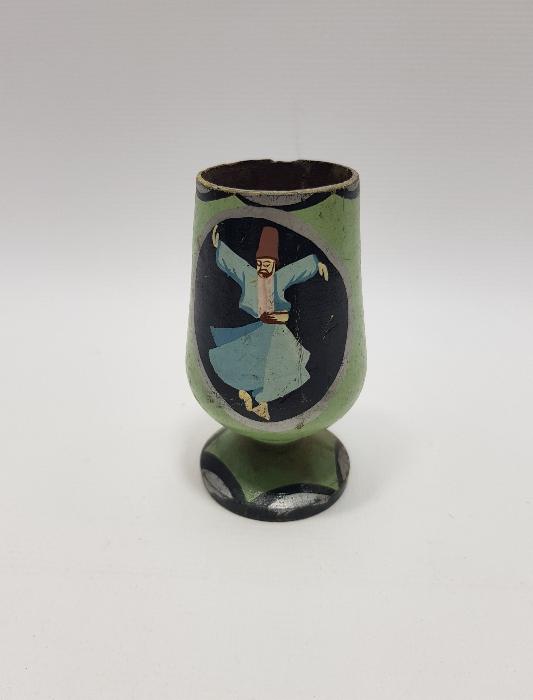 MEVLANA VE SEMAZEN KONULU EL BOYAMA AHŞAP KADEH