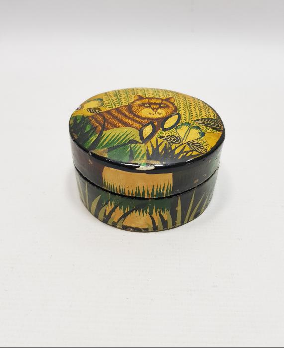 KEDİ RESİMLİ ANTİKA PAPIER MACHE KUTU