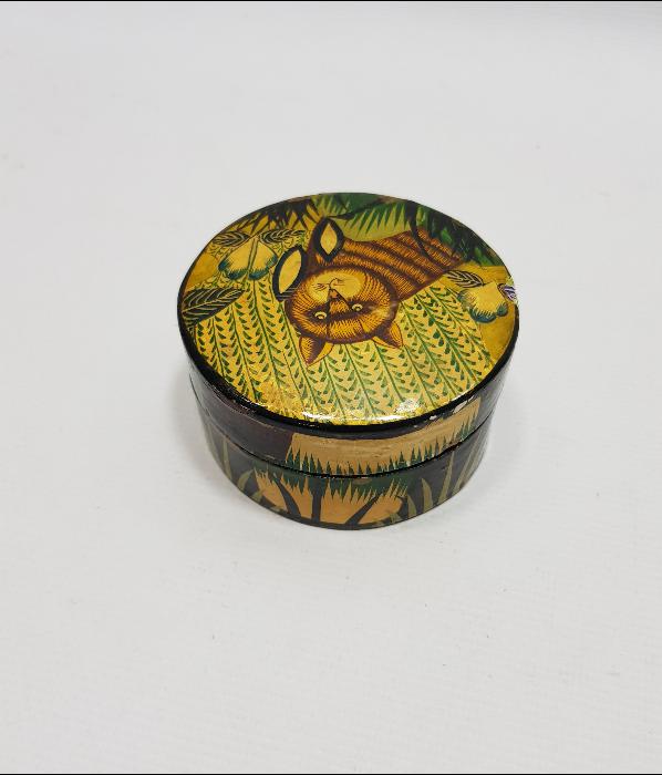 KEDİ RESİMLİ ANTİKA PAPIER MACHE KUTU