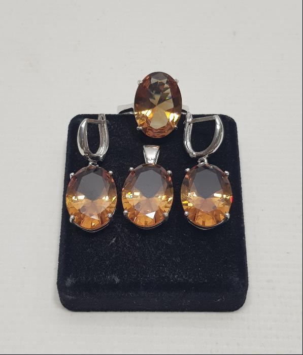 BÜYÜK ZULTANİT TAŞLI GÜMÜŞ TAKI SETİ 