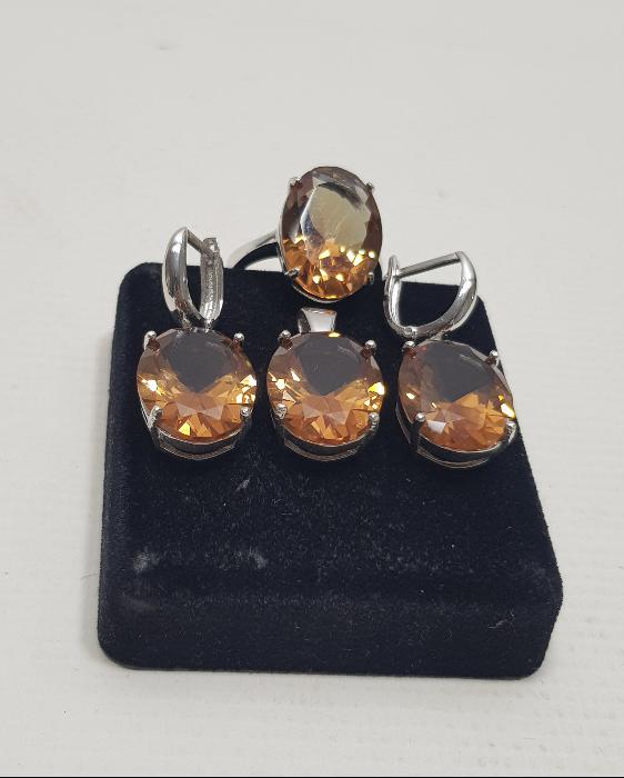 BÜYÜK ZULTANİT TAŞLI GÜMÜŞ TAKI SETİ 