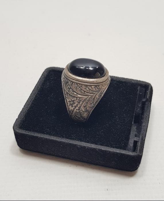 ERZURUM İŞİ KALEM İŞÇİLİKLİ VE OLTU TAŞLI GÜMÜŞ YÜZÜK