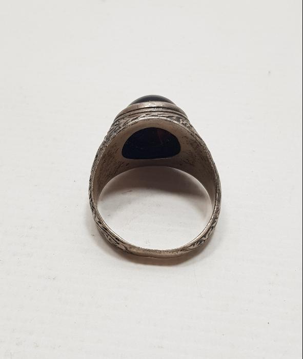 ERZURUM İŞİ KALEM İŞÇİLİKLİ VE OLTU TAŞLI GÜMÜŞ YÜZÜK