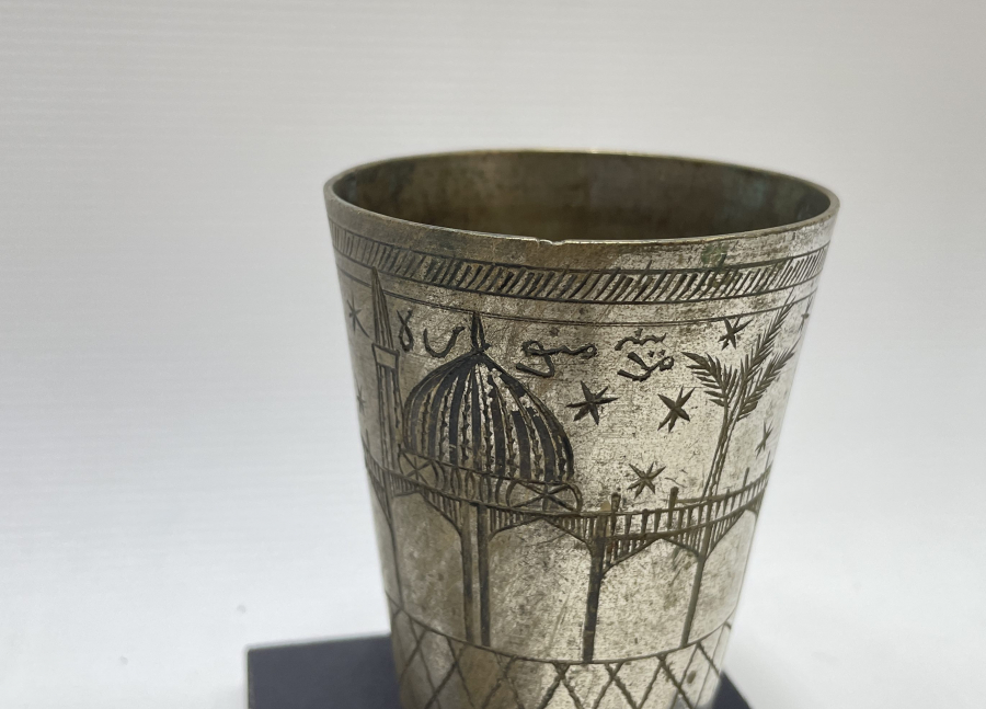 OSMANLI DÖNEMİ ÜZERİ MEDİNE-İ MÜNEVVERE YAZILI HAC HATIRASI BARDAK